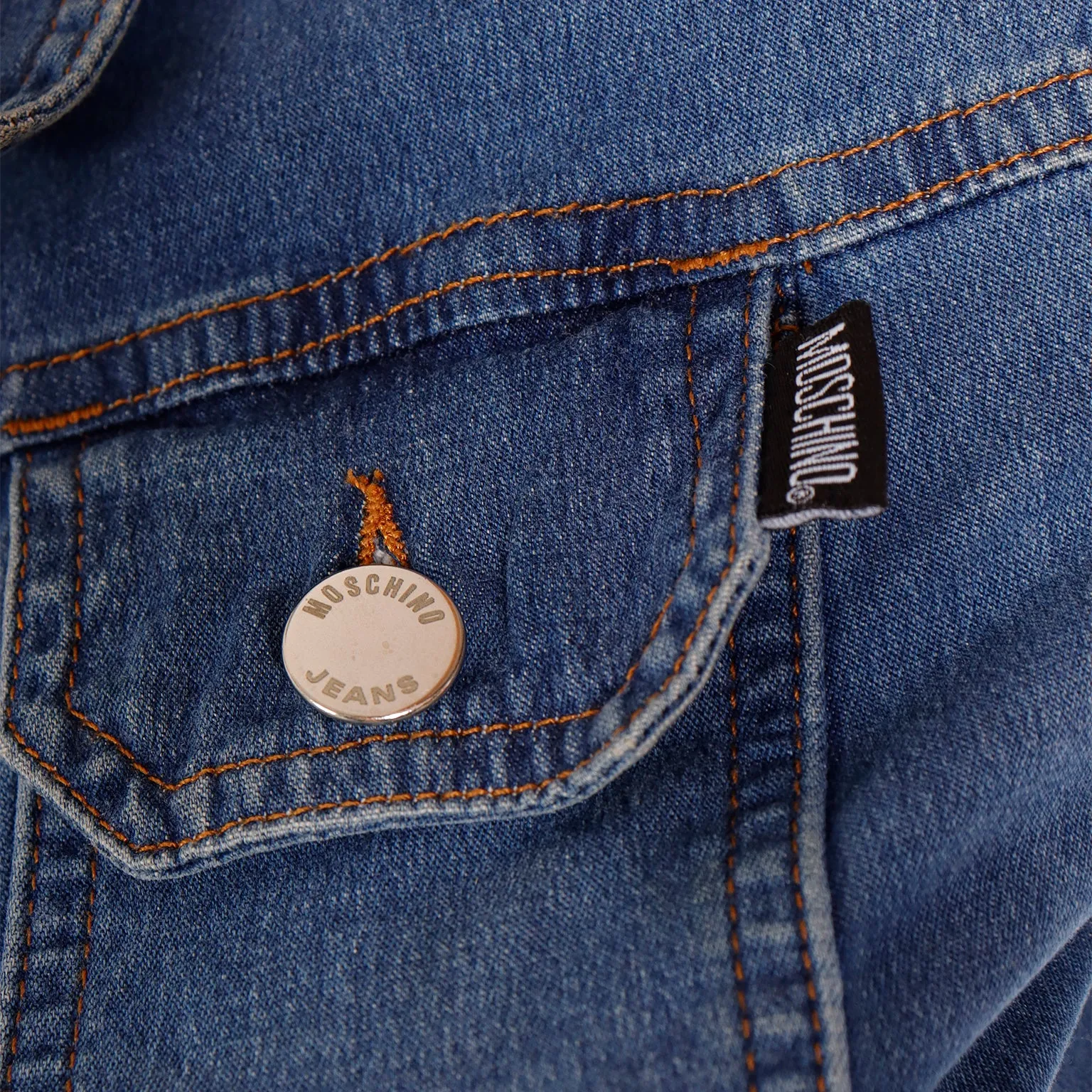 1980s Moschino Jeans Vintage Super Cropped Blue Denim Jacket