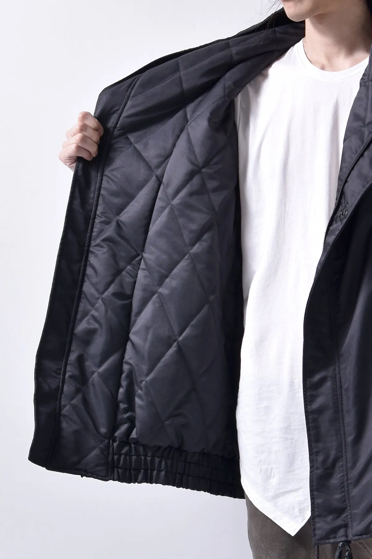 2102-JK03A Hooded Micro Fiber Coat Black