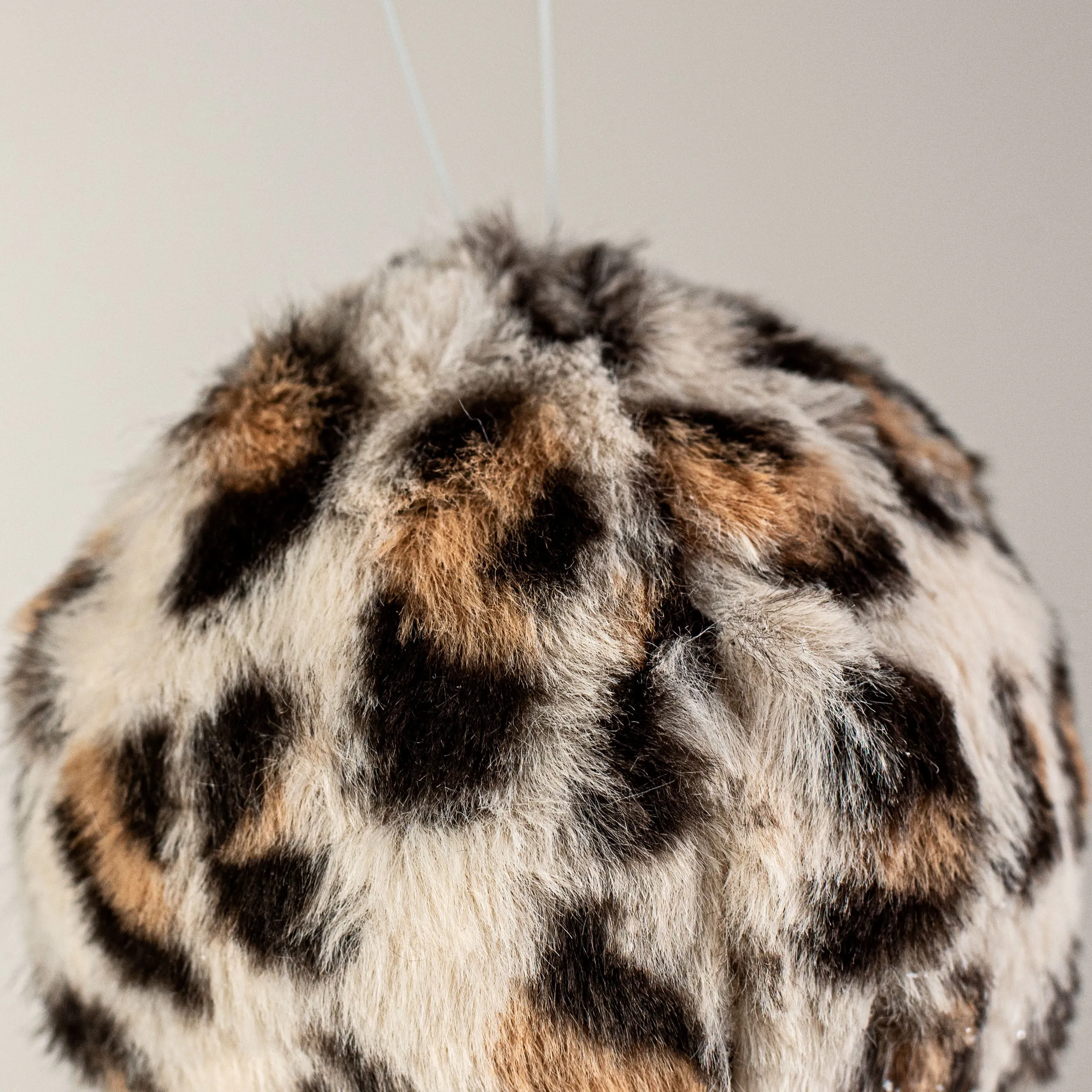 4.5" Ivory Cheetah Fur Ball Ornament