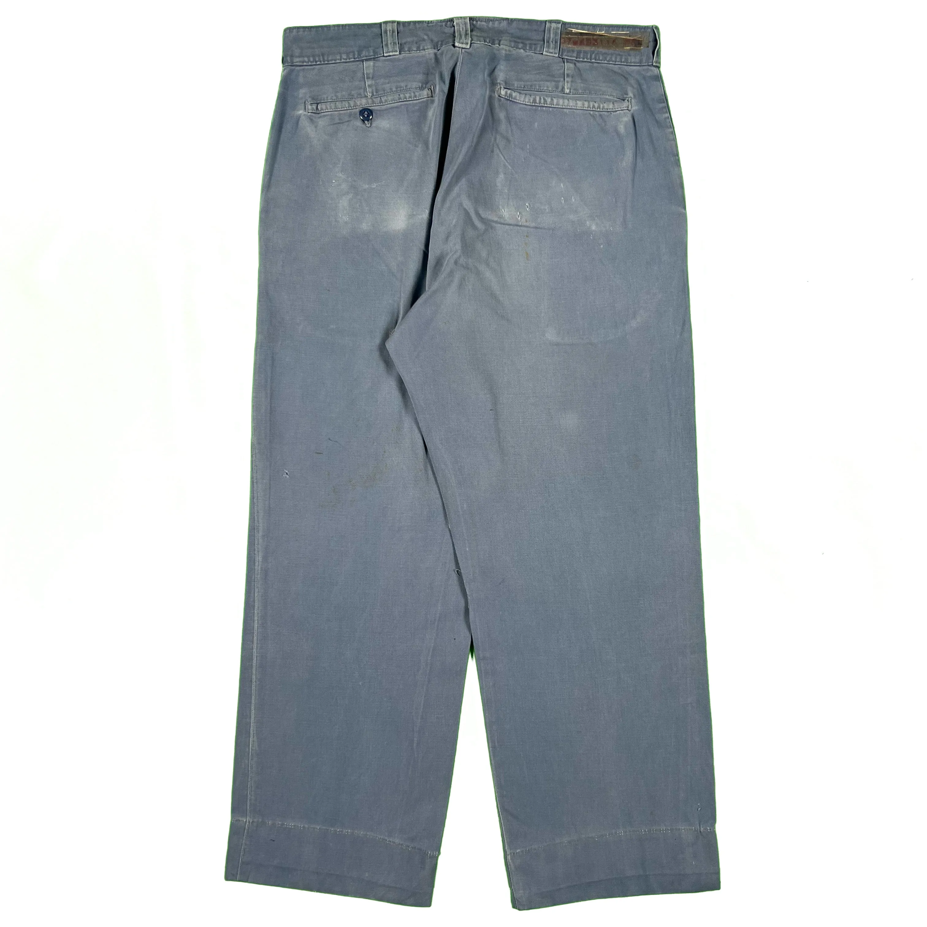 50s Faded Blue Cotton Work Chinos- 31x28