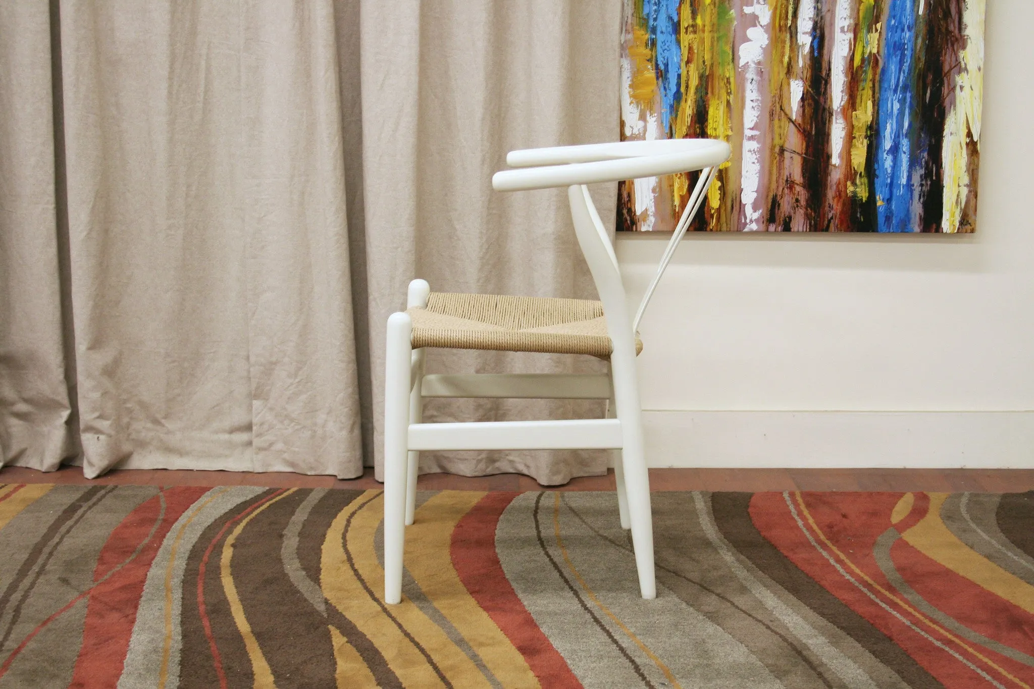 Baxton Studio Mid-Century Modern Wishbone Chair - Ivory Wood Y Chair