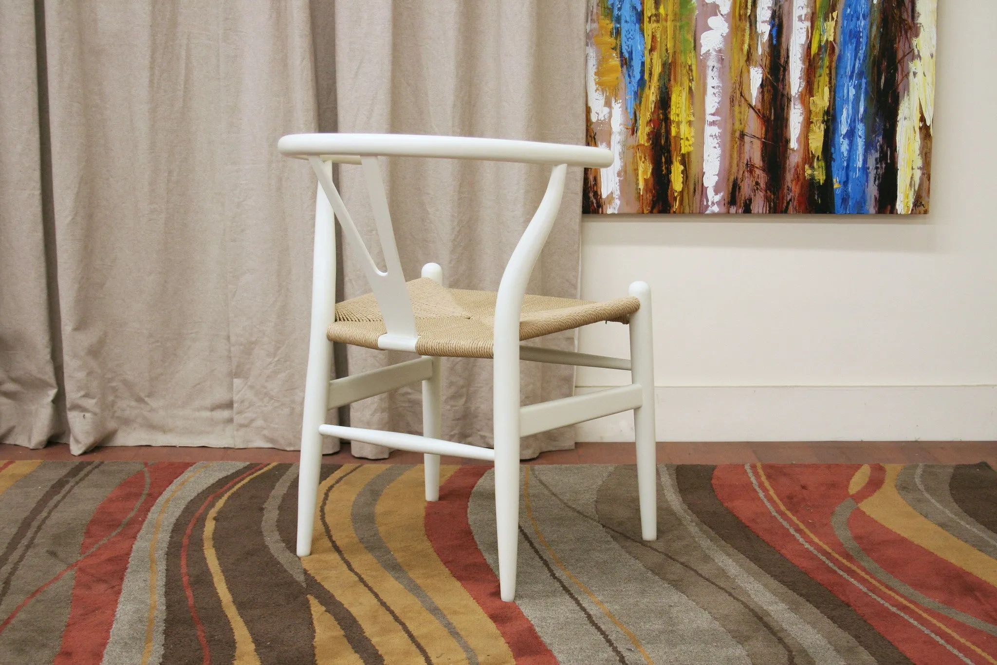 Baxton Studio Mid-Century Modern Wishbone Chair - Ivory Wood Y Chair