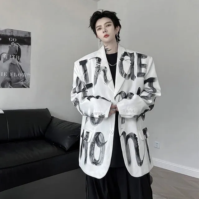 Big Letter Printed Pattern Blazer