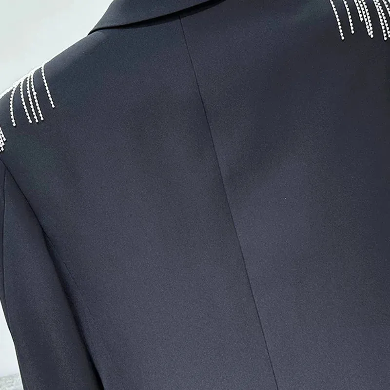 Black Color with Sequins Decor Blazer