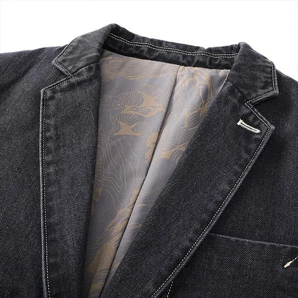 Blazer en jean vintage slim décontracté