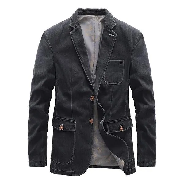 Blazer en jean vintage slim décontracté