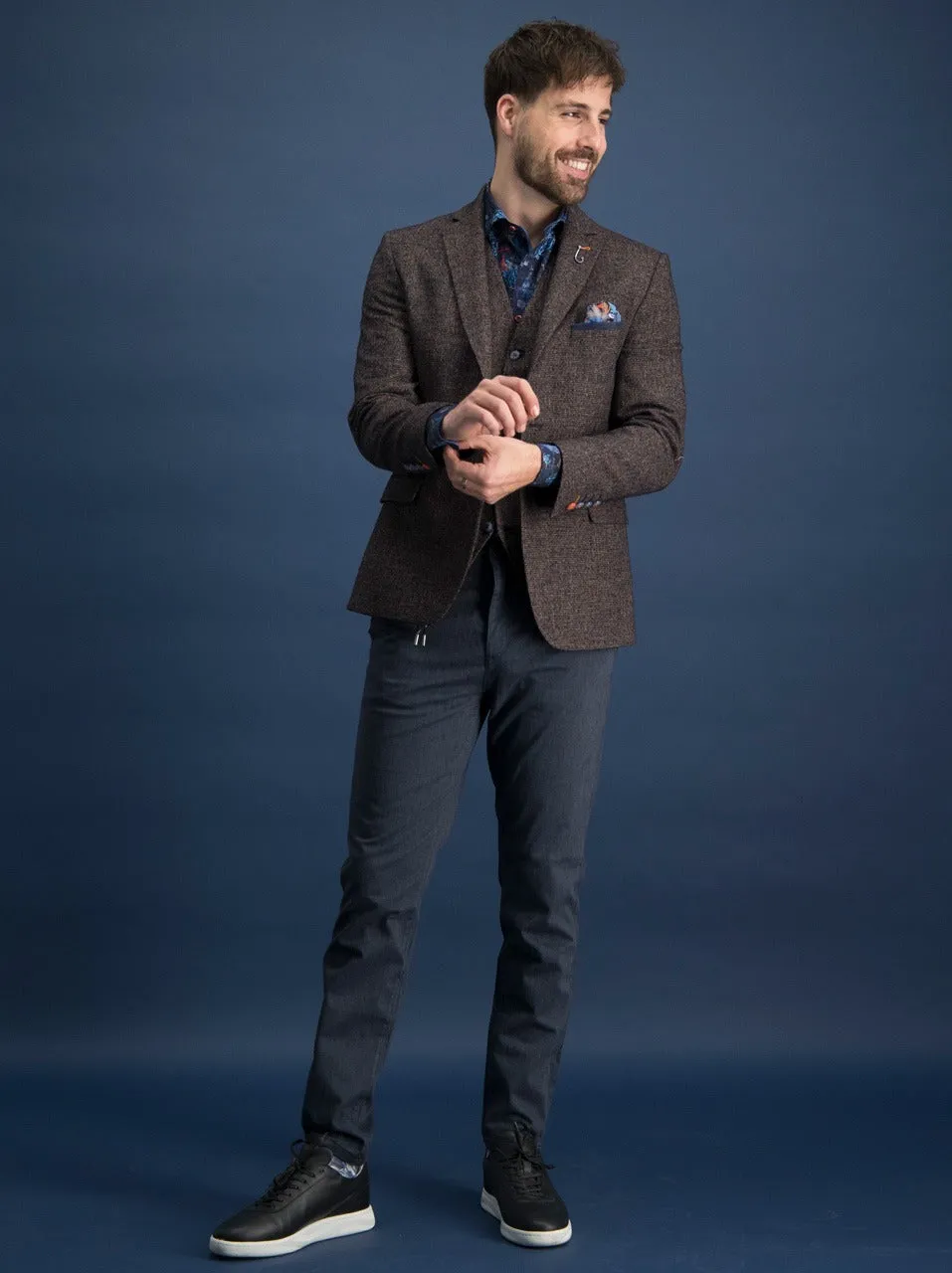 Blazer met koraalprint voering | A fish named Fred blazer orange blue structure