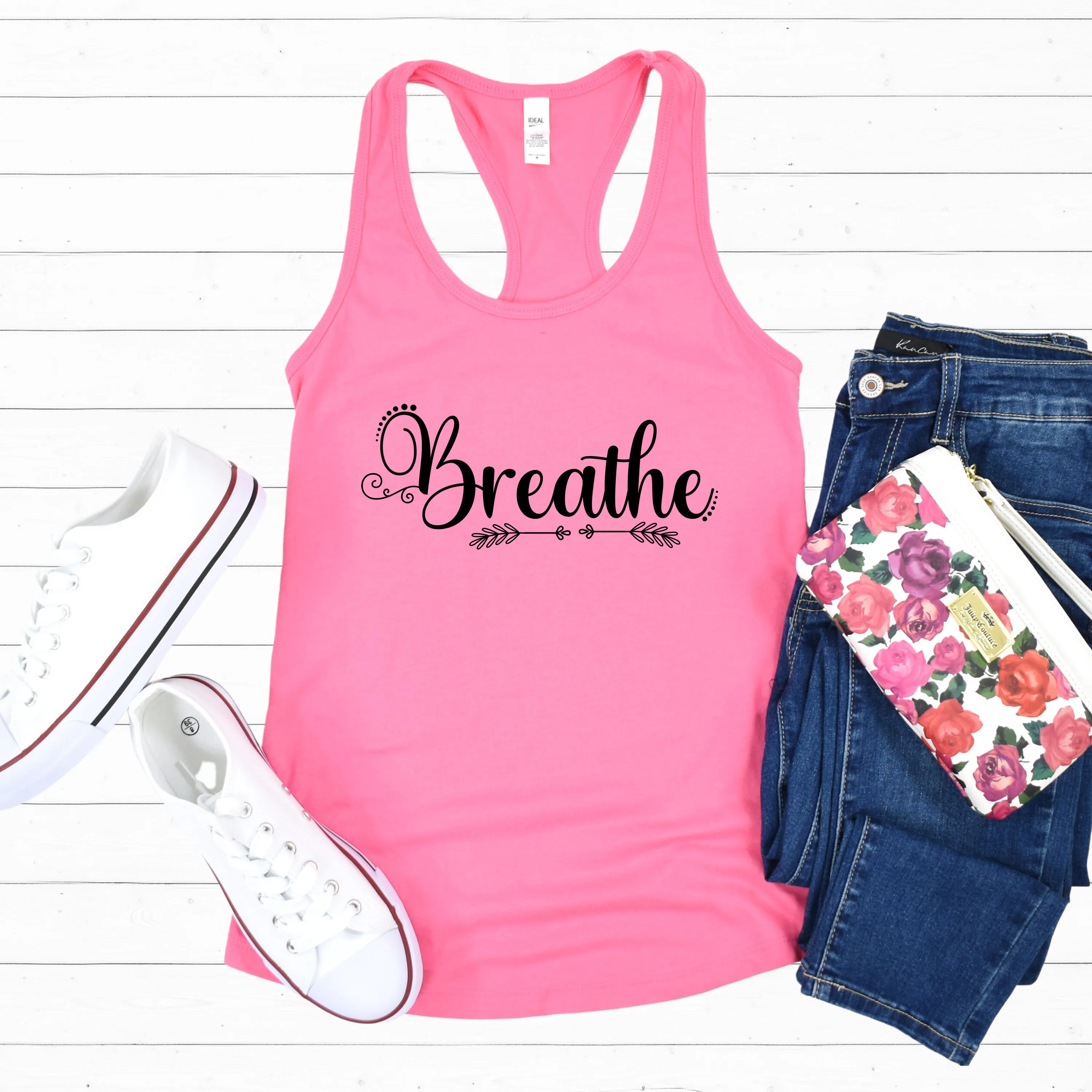 Breathe Yoga Lover Meditation Shirt | Yoga Meditation Gift | Women's Ideal Racerback Tank Top