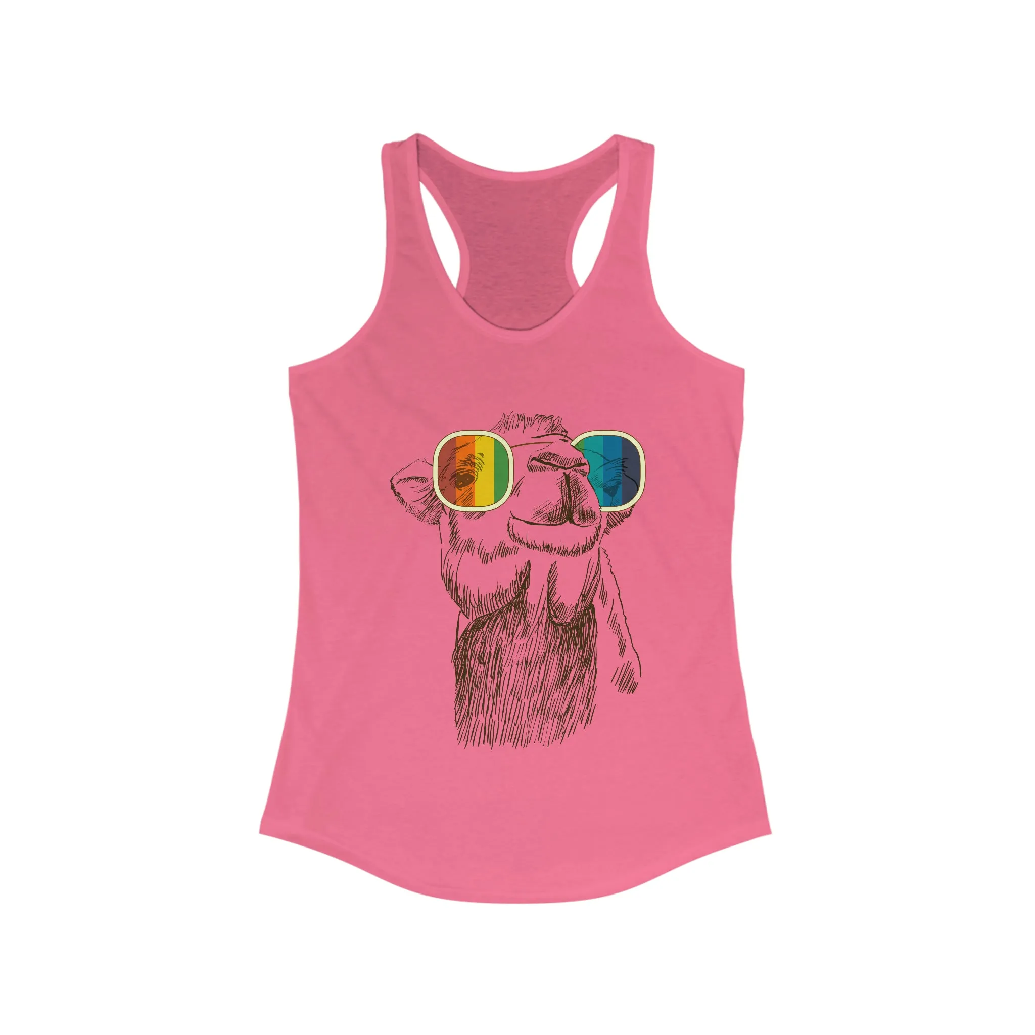 Camel Retro Rainbow Funny Aesthetic Shirt | Joe Cool Gifts | Women's Slim-fit Racerback Tank Top