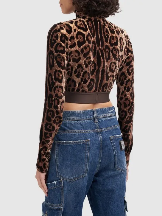 Dolce&amp;Gabbana   Leopard print chenille crop top 