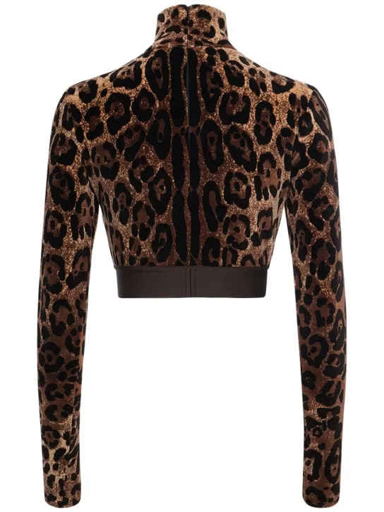 Dolce&amp;Gabbana   Leopard print chenille crop top 
