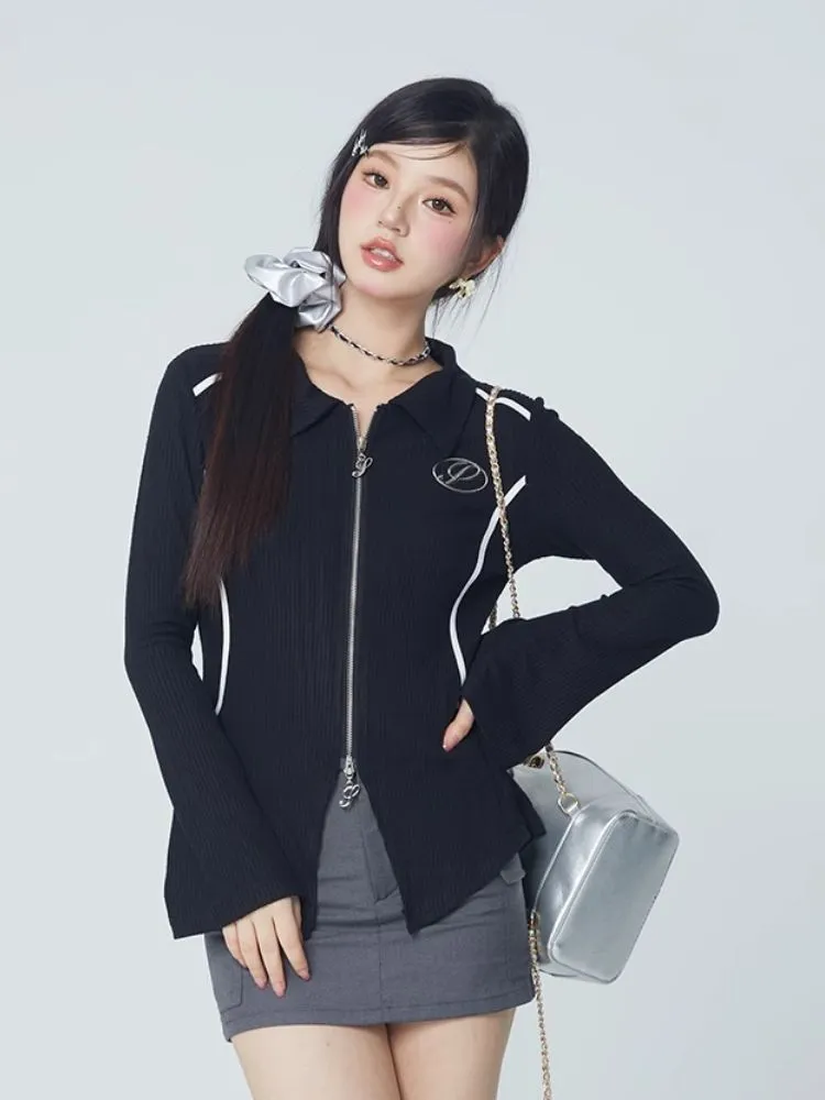 Double zipper top waist slim fit coat【s0000004072】