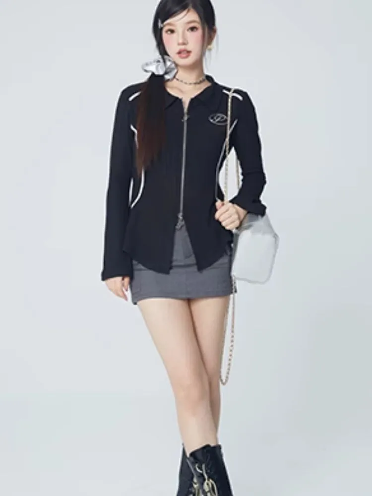Double zipper top waist slim fit coat【s0000004072】