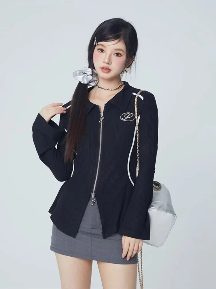 Double zipper top waist slim fit coat【s0000004072】