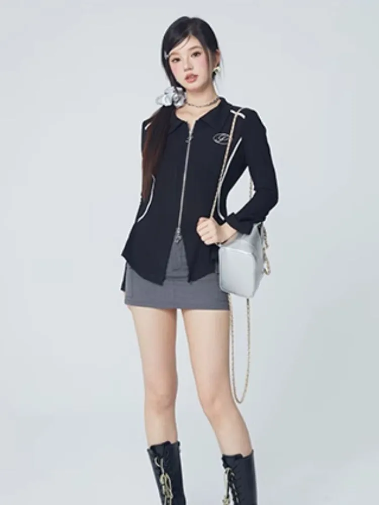 Double zipper top waist slim fit coat【s0000004072】