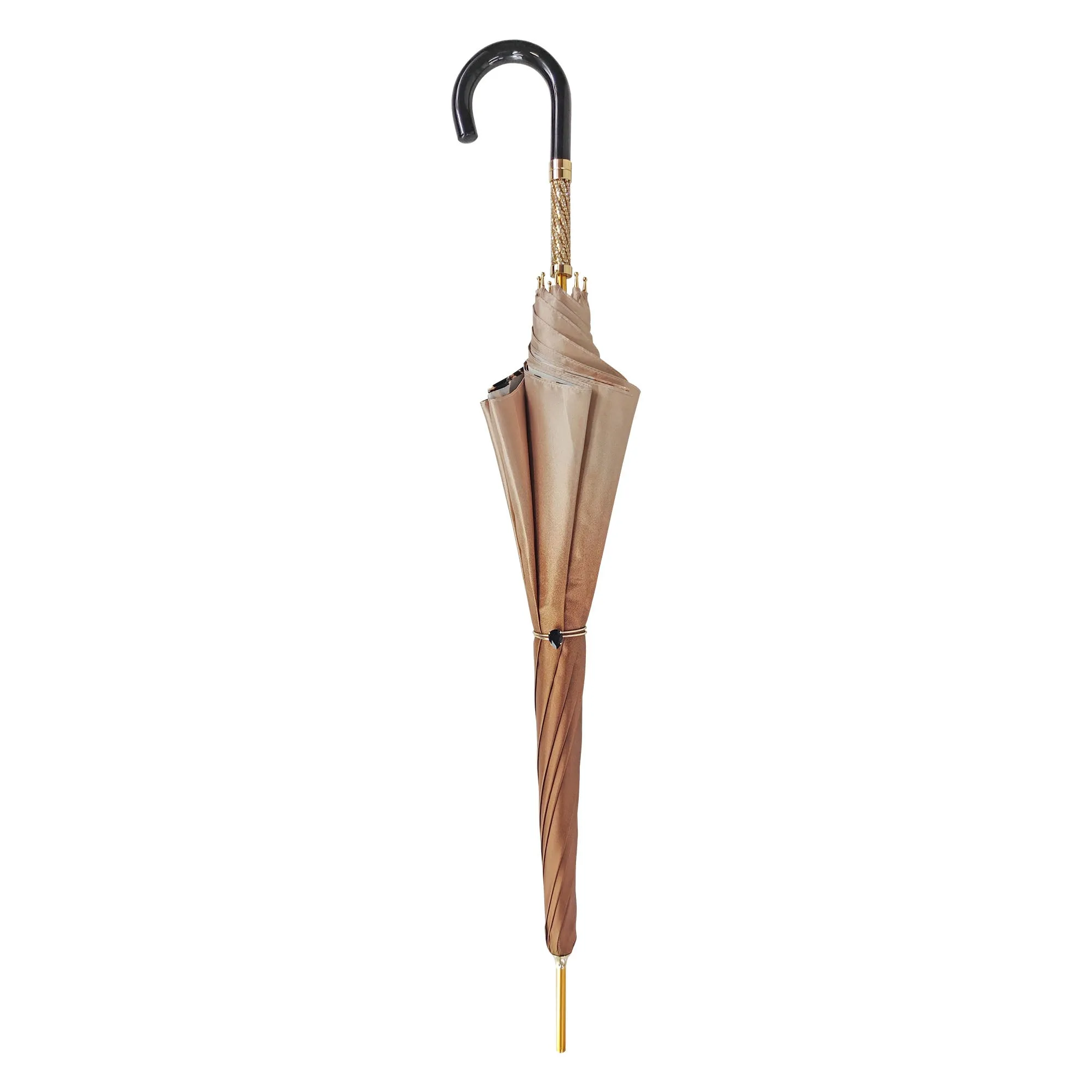 Elegant ladies umbrella with black and brown flowered design