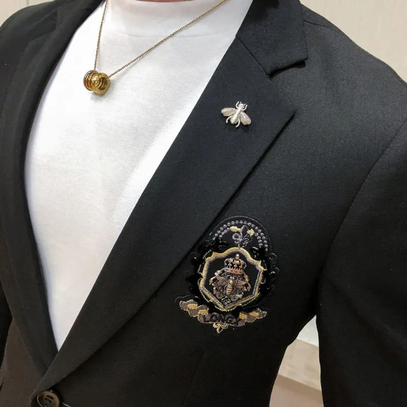 Gold Badges Decorated Black Blazer