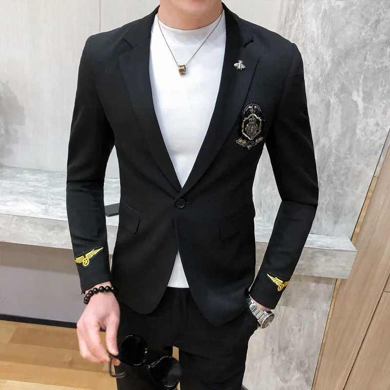 Gold Badges Decorated Black Blazer