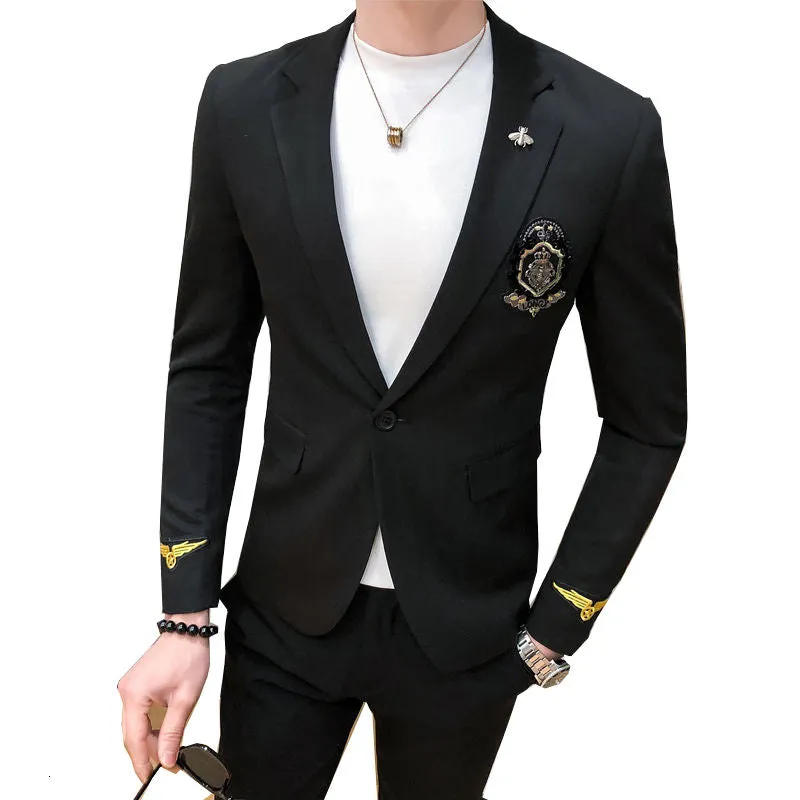 Gold Badges Decorated Black Blazer