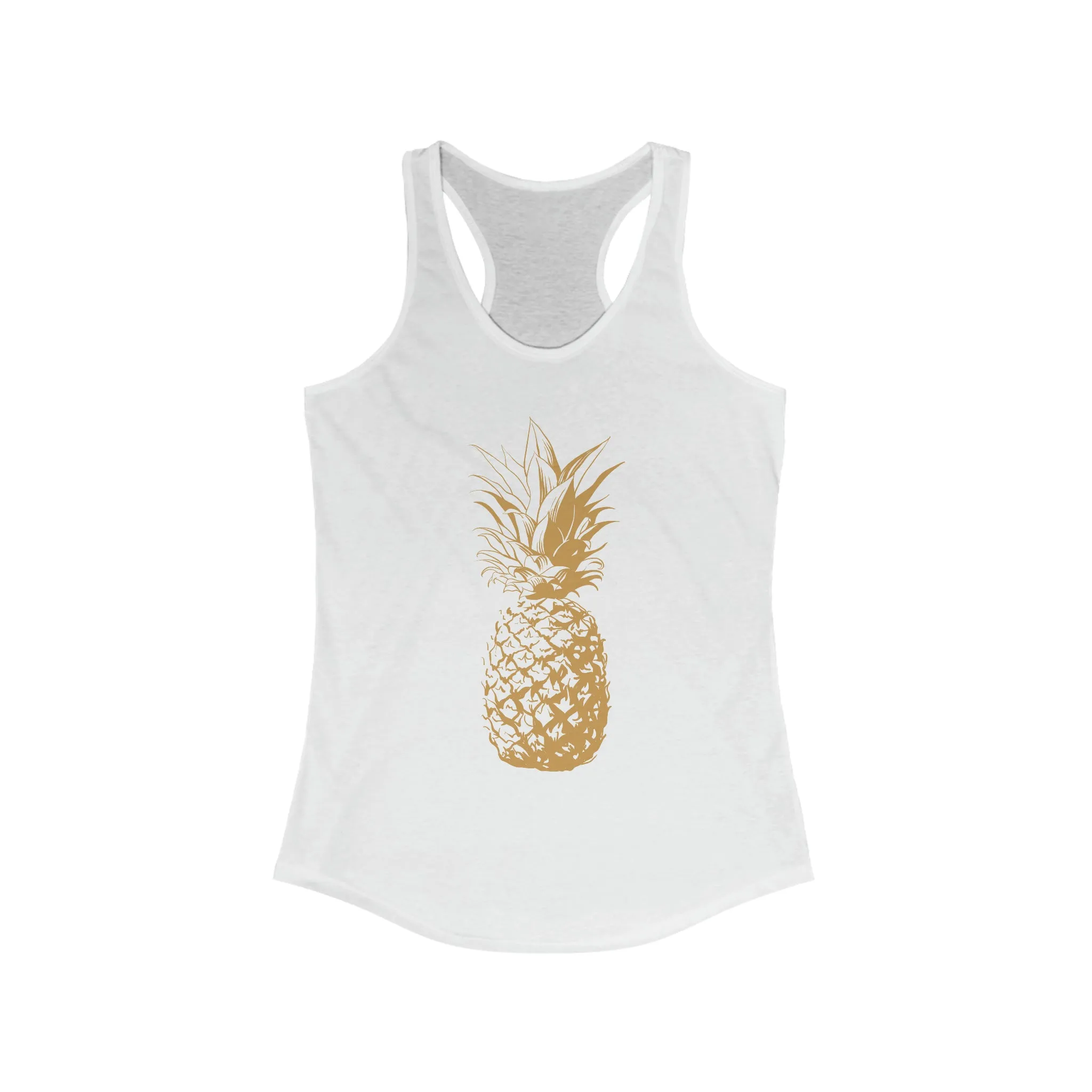 Gold Pineapple Beach Bum Aesthetic Shirt | Hawaiian Gift | Women's Ideal Racerback Tank Top