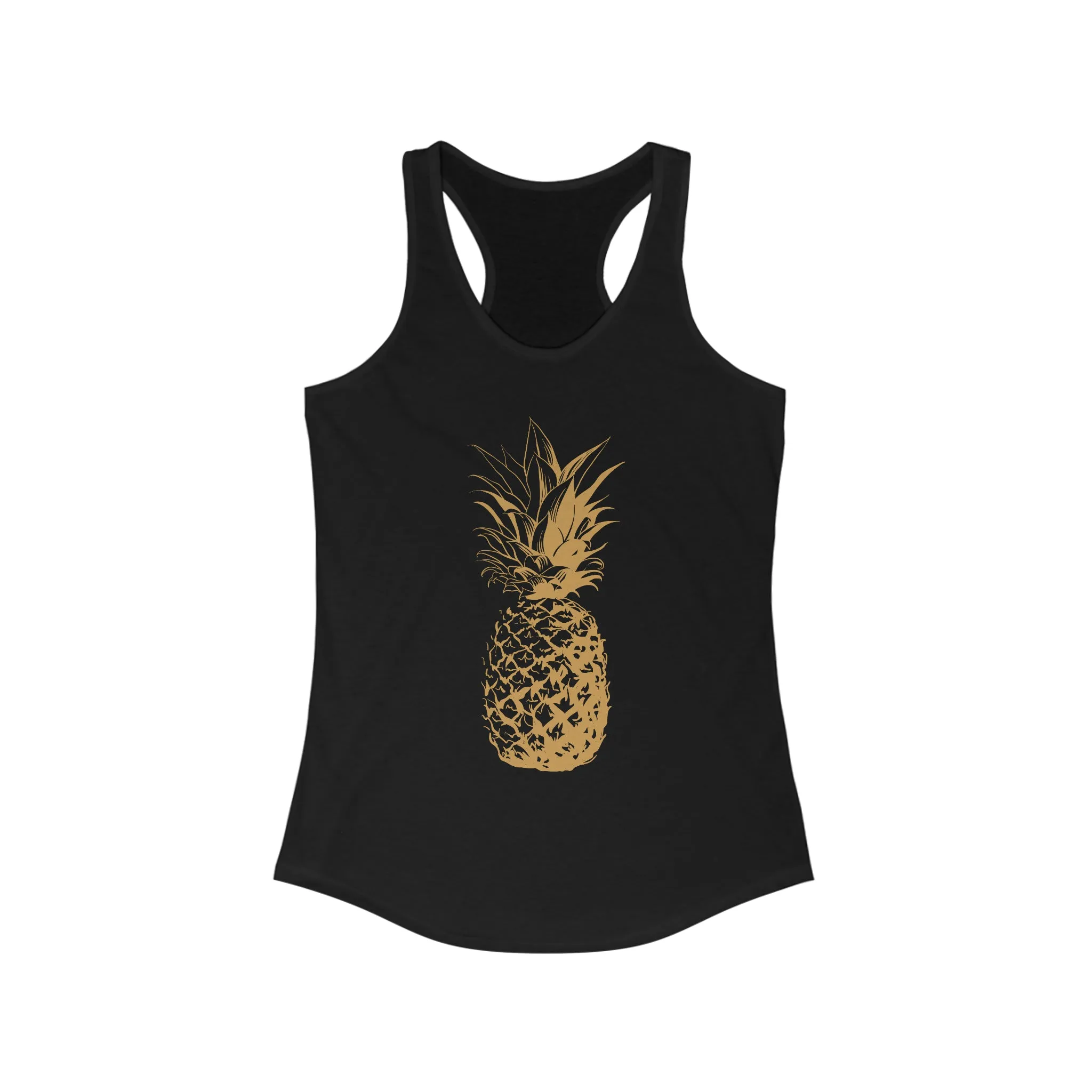 Gold Pineapple Beach Bum Aesthetic Shirt | Hawaiian Gift | Women's Ideal Racerback Tank Top
