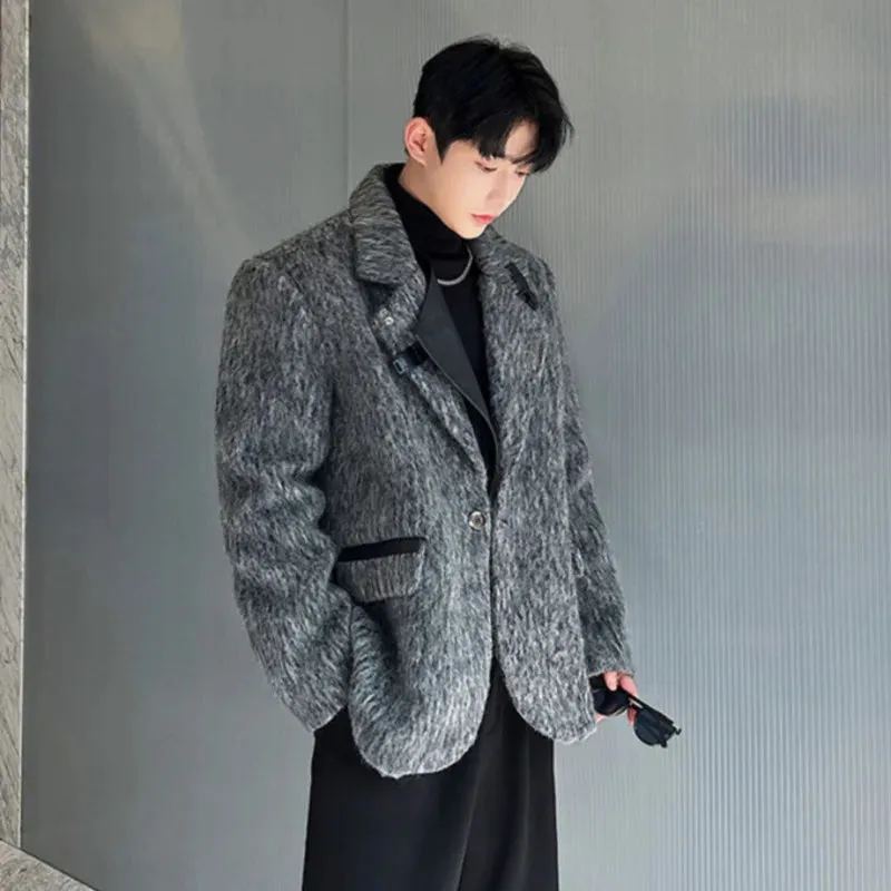 Grey Woolen Loose Blazer