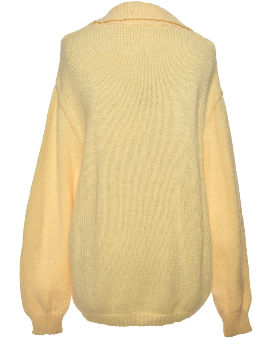Hand Knitted Cream Jumper - L