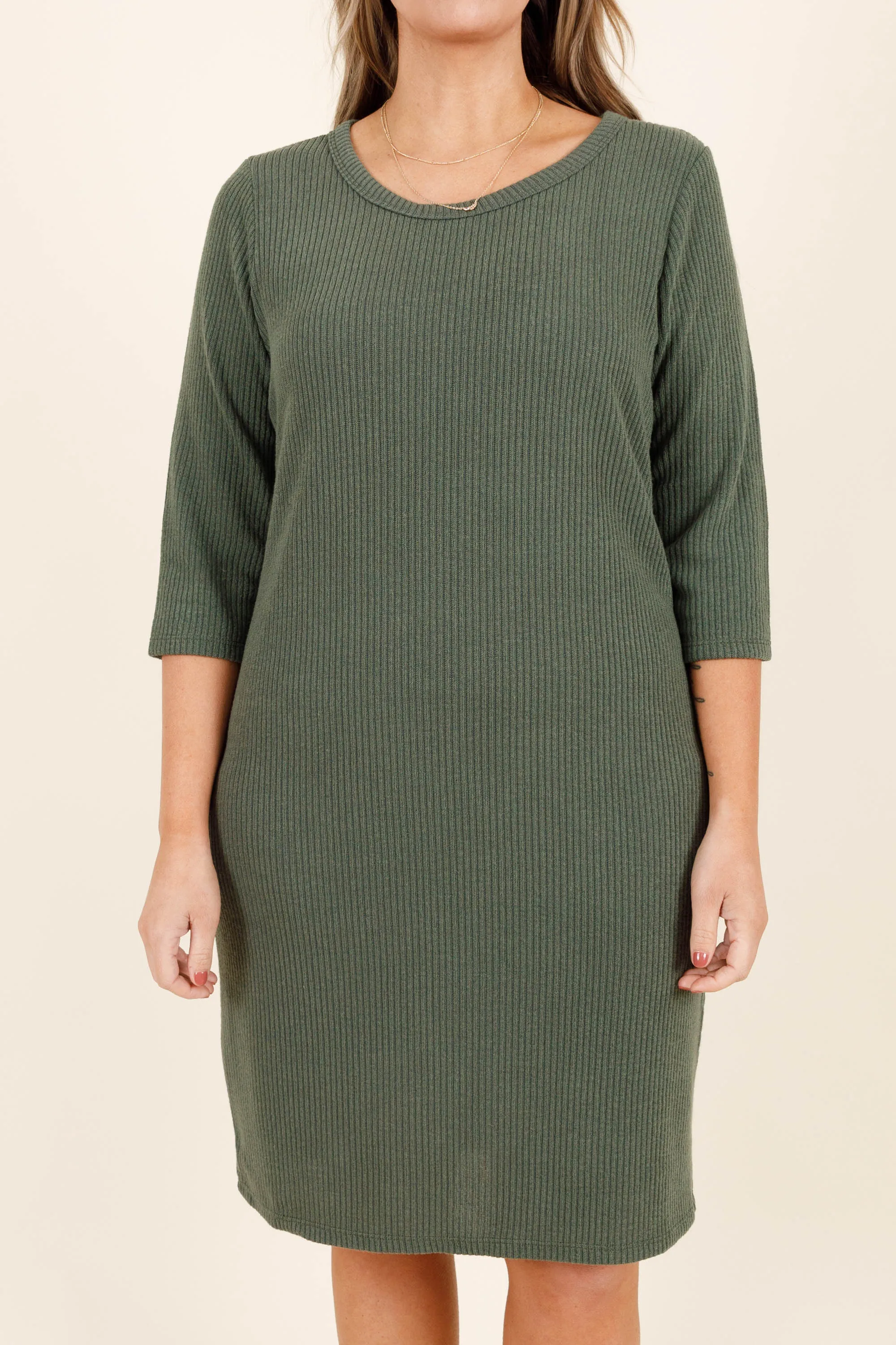 Happiness Is Contagious Dress, Hunter Green