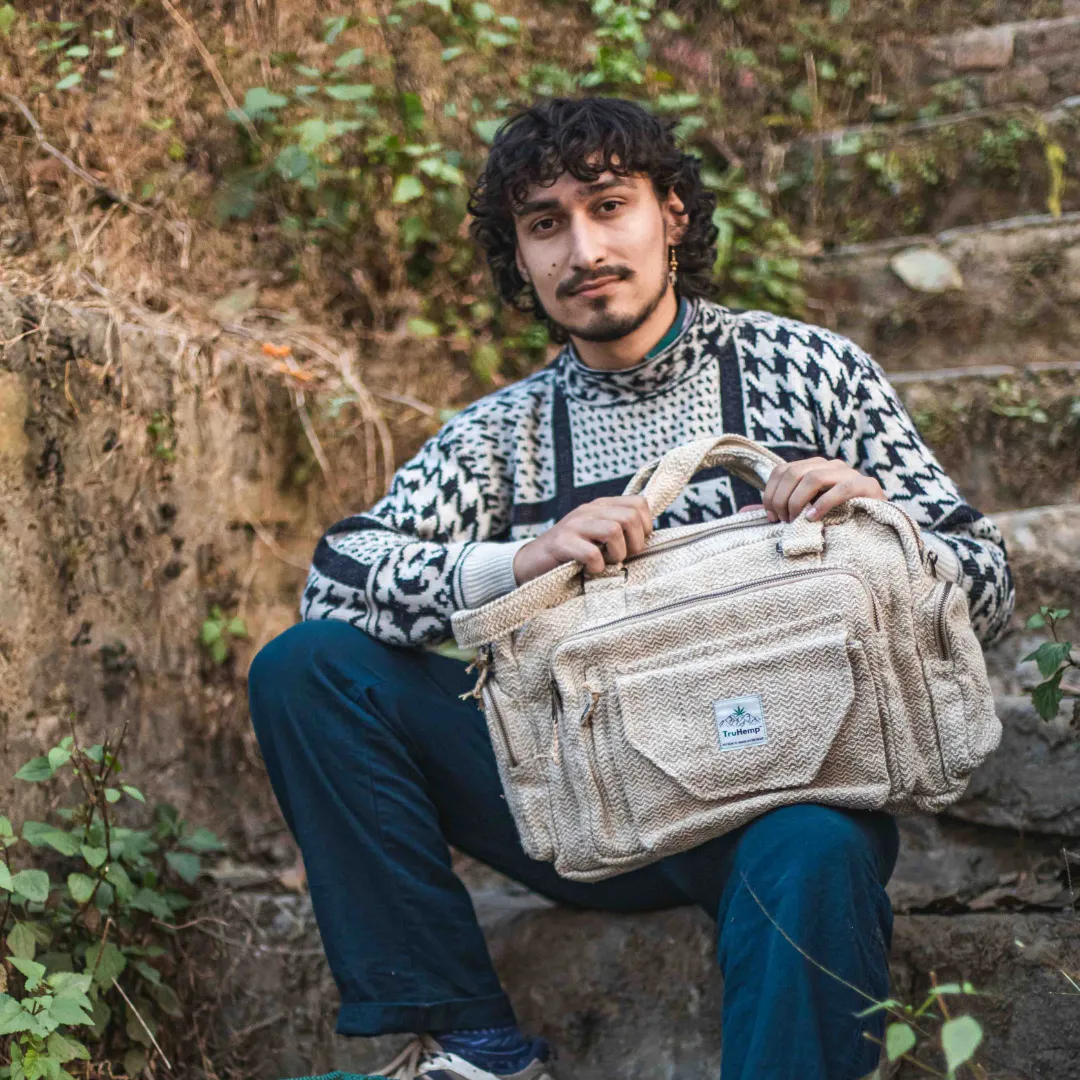 Hemp Laptop Briefcase Bag - Natural Hemp