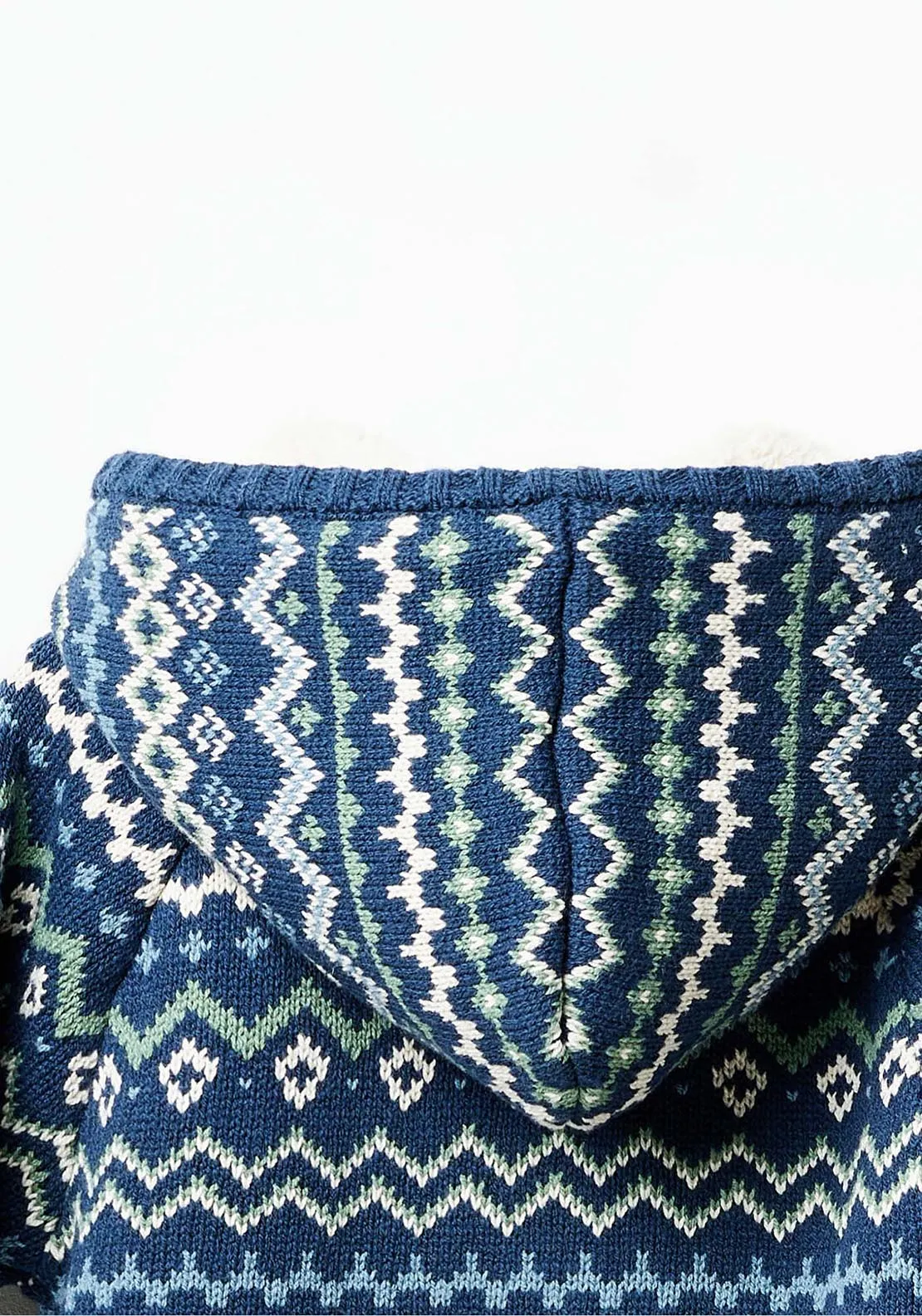 Hooded jacquard jacket - Navy