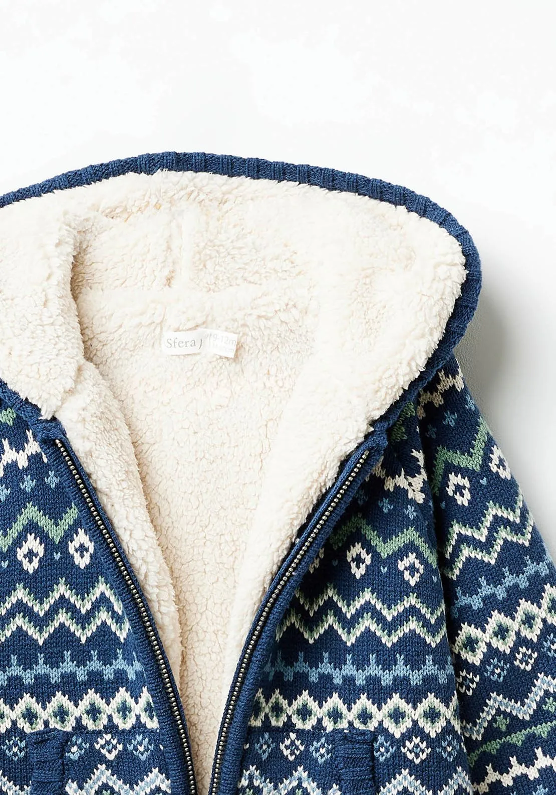 Hooded jacquard jacket - Navy