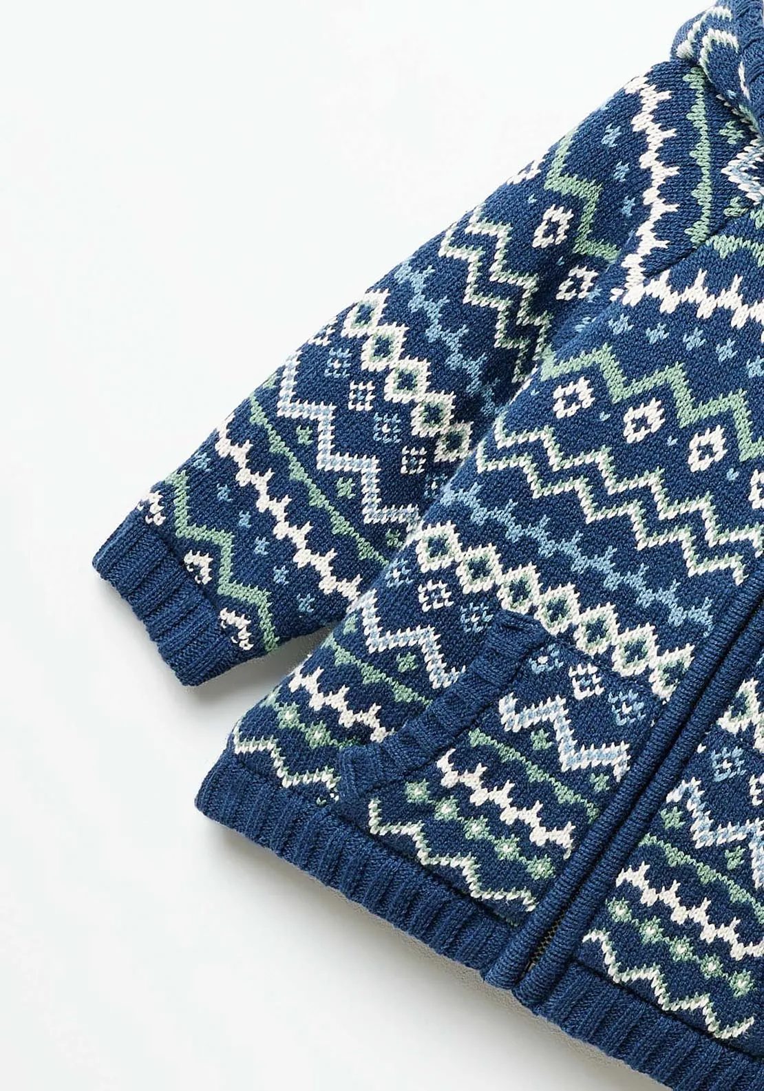 Hooded jacquard jacket - Navy