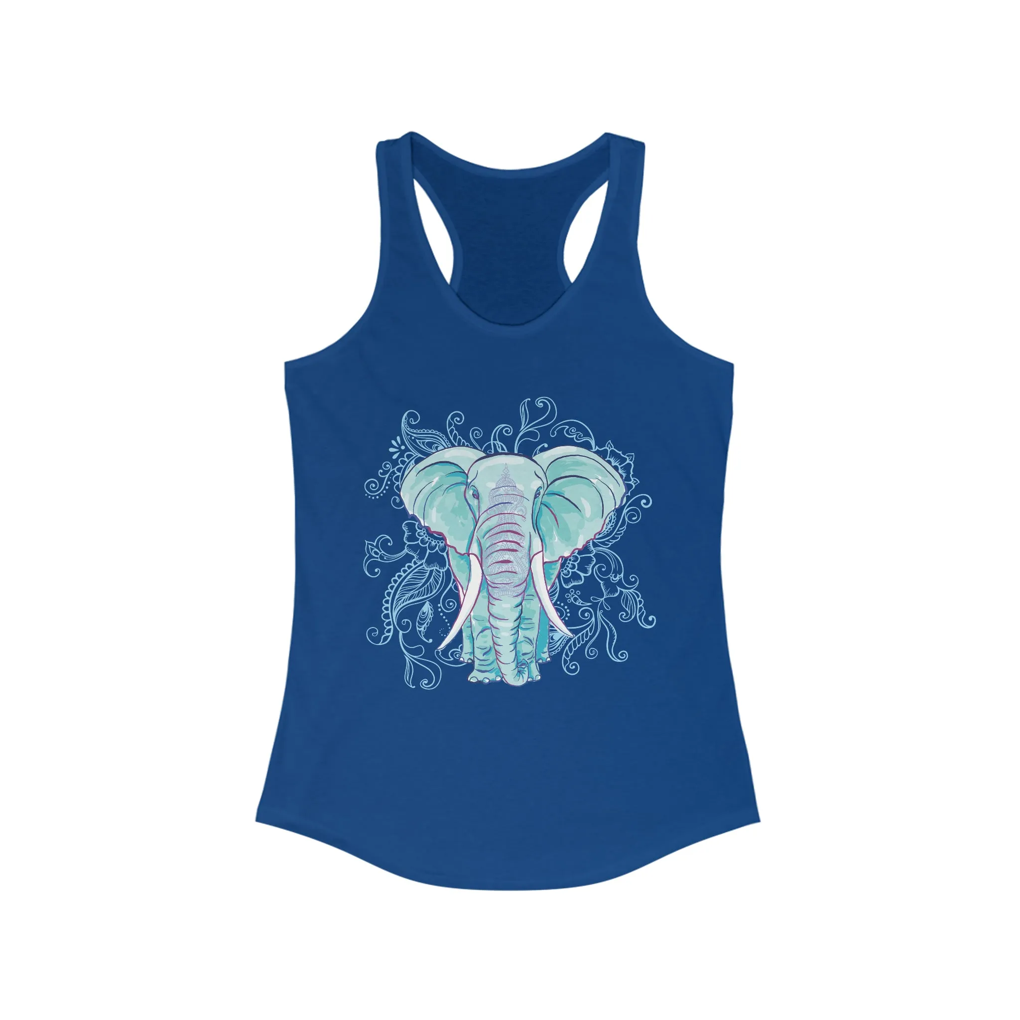 Indian Mandala Watercolor Art Elephant Shirt | Mandala Elephant Gift | Women's Ideal Racerback Tank