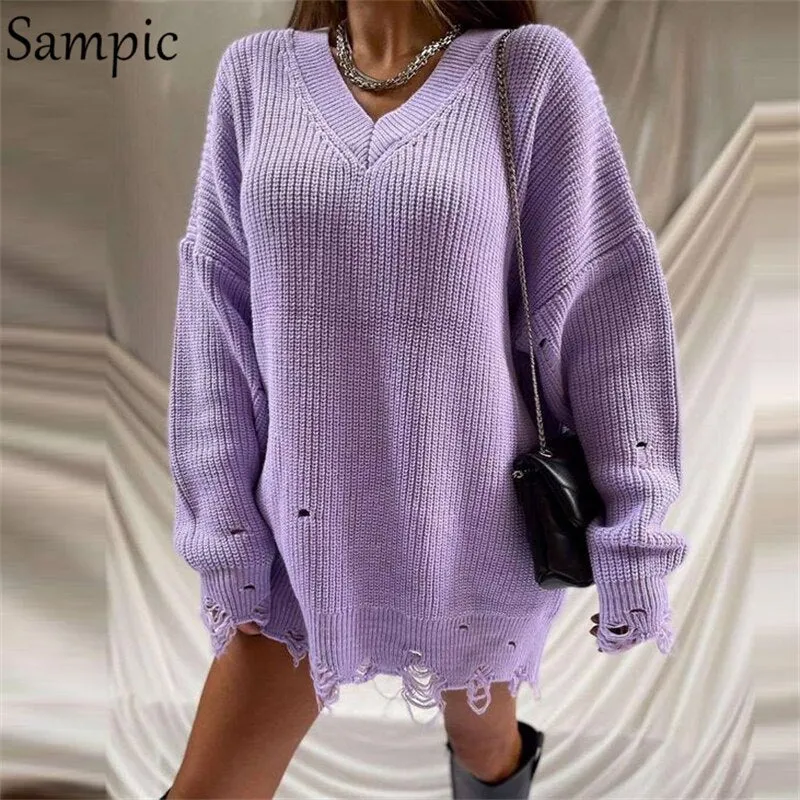 Joskaa hoco dresses Christmas Gift Sampic Pullover Knitted Loose Long Sleeve Casual Mini Sweater Dress 2024 Autumn Winter Y2K Basic O Neck Sexy Party Club Dresses
