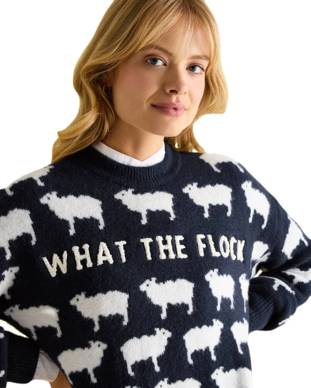 Joules What The Flock Intarsia Sheep Jumper