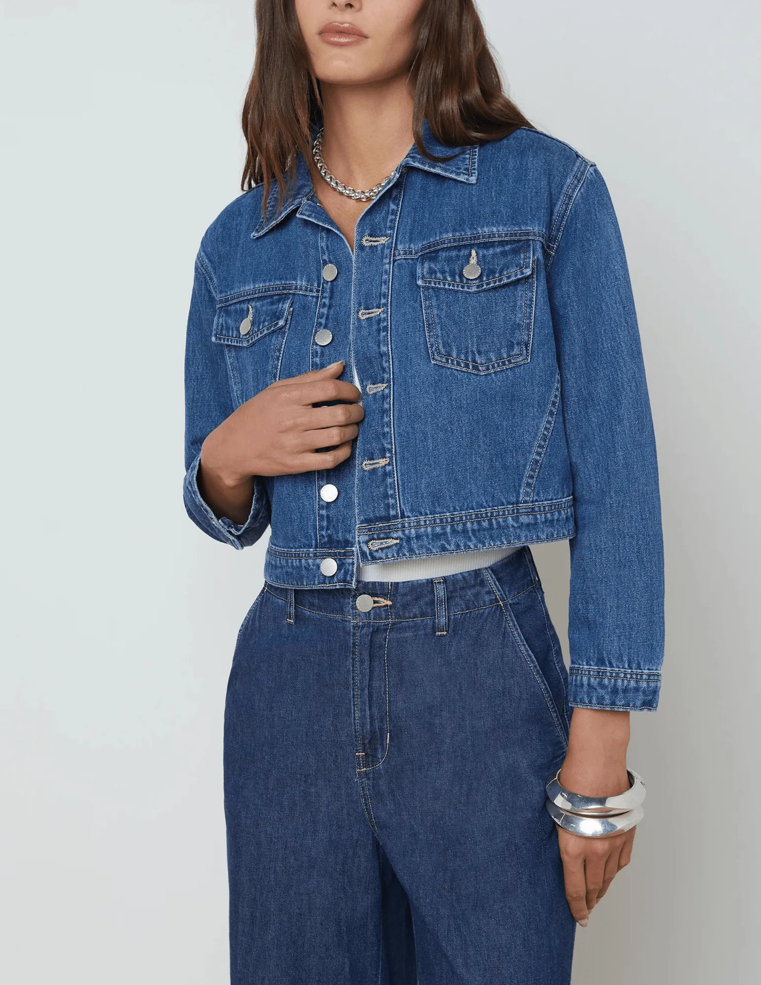 L'Agence Koda Cropped Denim Jacket