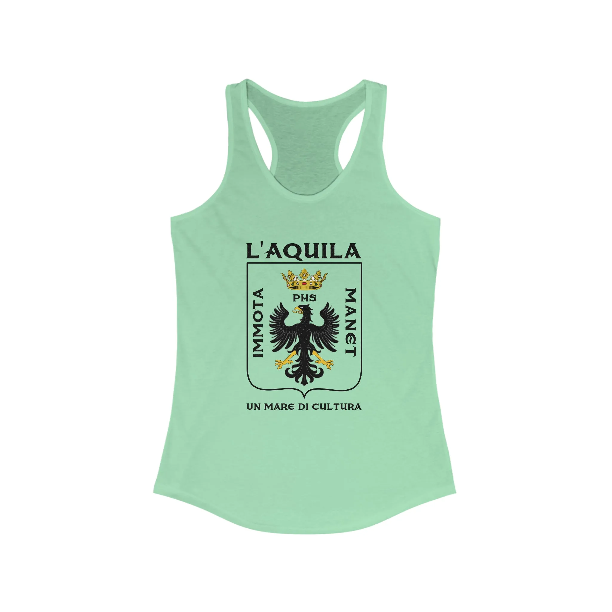 L'Aquila Italy Coat of Arms Shirt | Abruzzo Italian Travel Lover Gift | Women's Ideal Racerback Tank Top