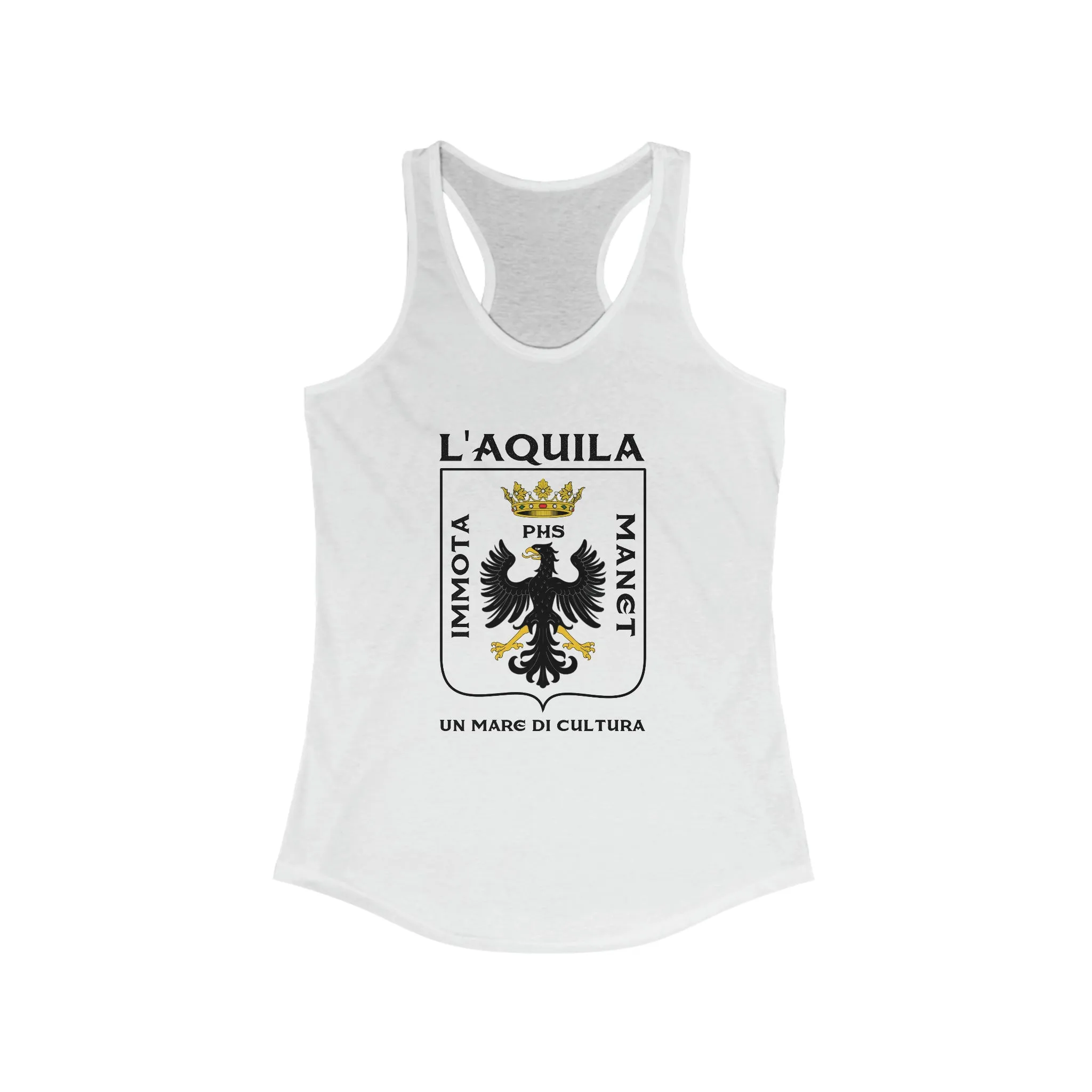 L'Aquila Italy Coat of Arms Shirt | Abruzzo Italian Travel Lover Gift | Women's Ideal Racerback Tank Top