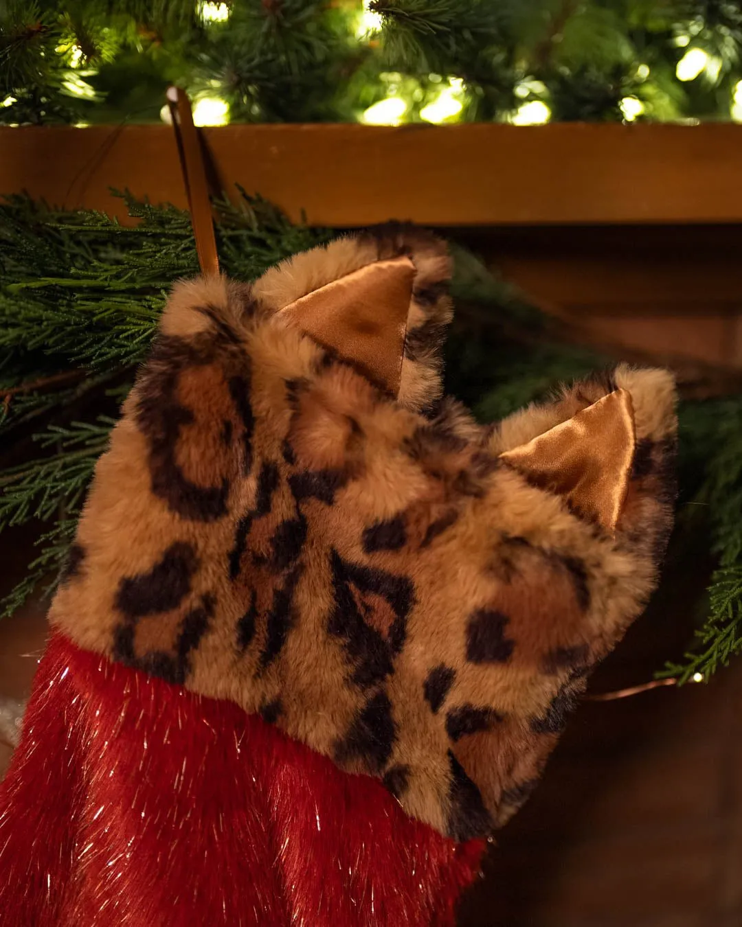 Leopard Faux Fur Christmas Stocking