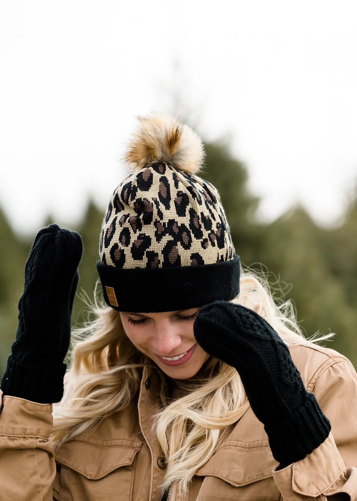 Leopard Print Fur Pom Hat - FINAL SALE