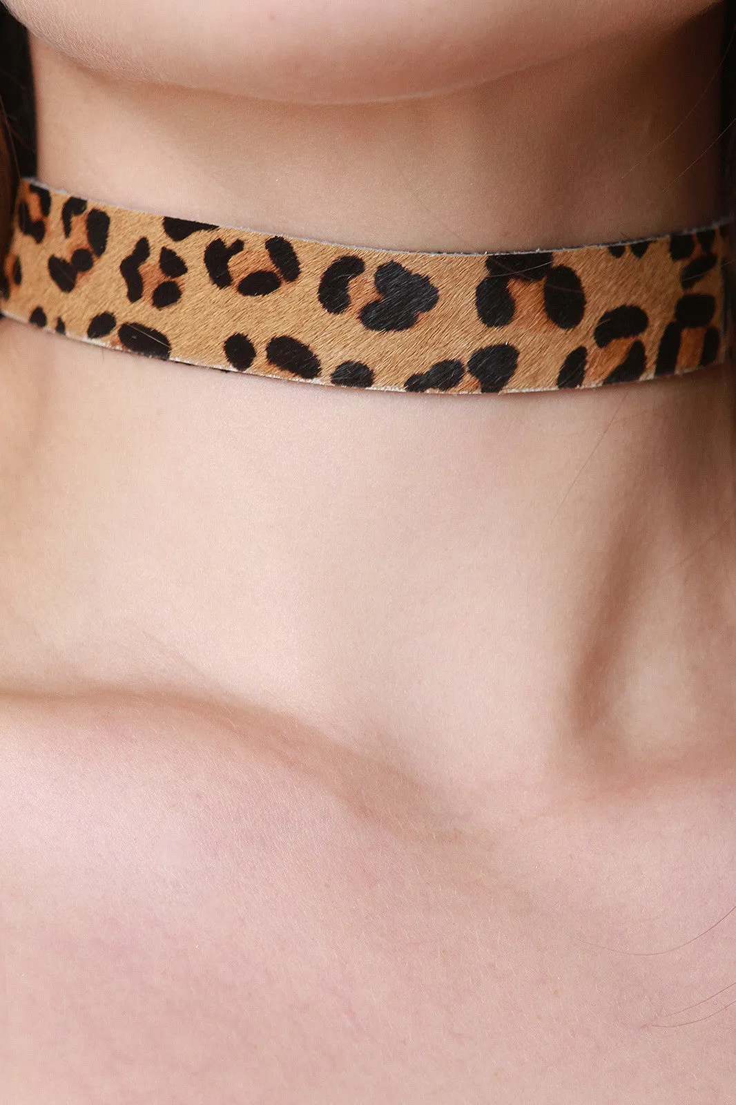 Leopard Printed Fur Choker Set