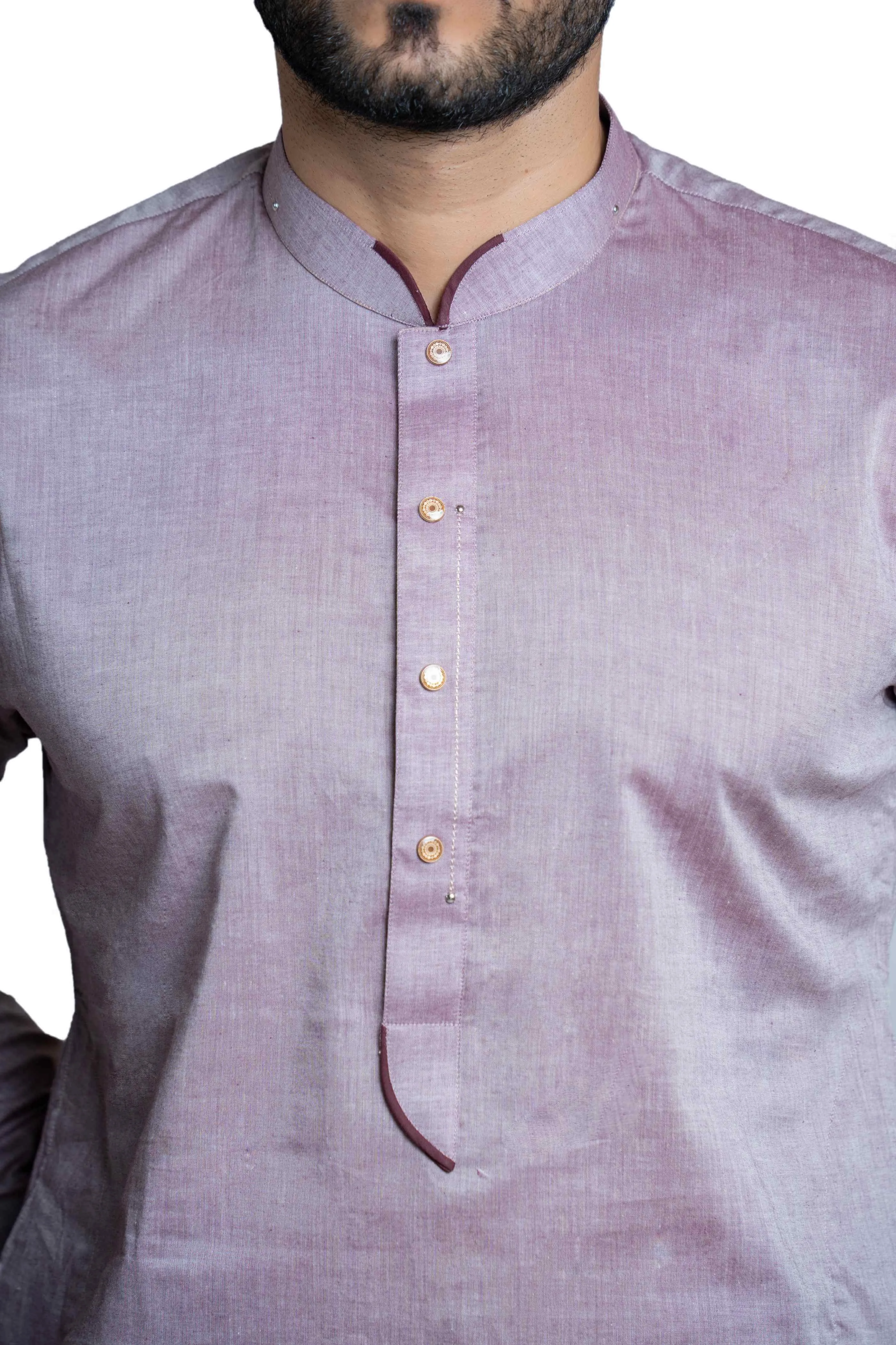 Mauve Chambray Kurta Pant Slim Fit