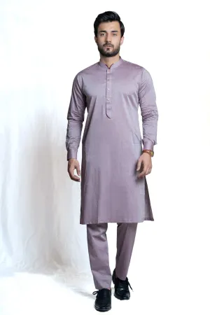 Mauve Chambray Kurta Pant Slim Fit