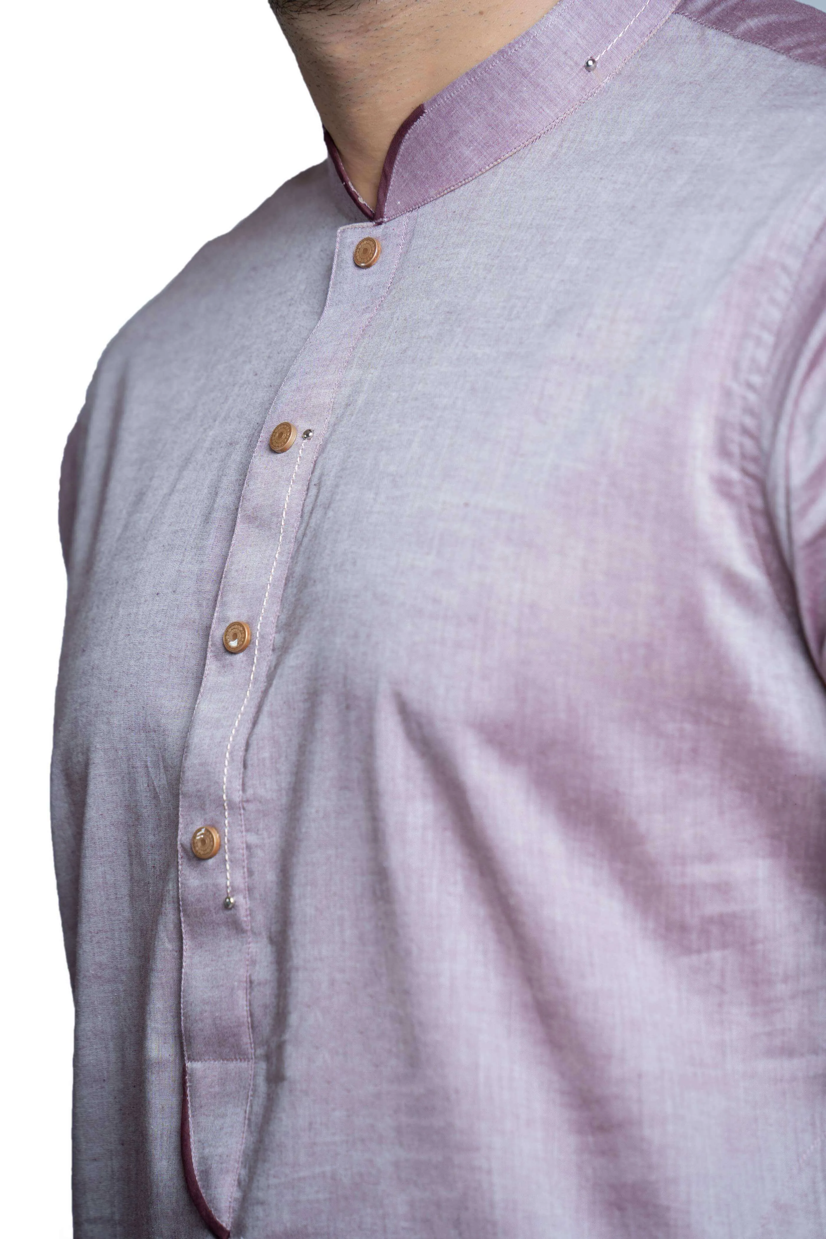 Mauve Chambray Kurta Pant Slim Fit