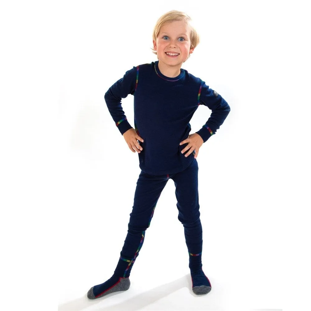 Merino Wool Long Johns: Rainbows Blue