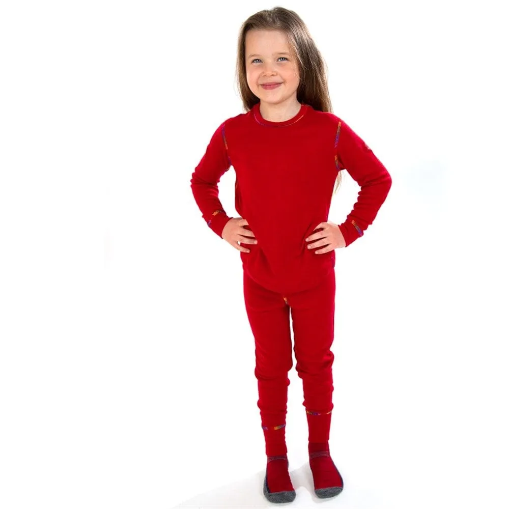 Merino Wool Long Johns: Rainbows Red