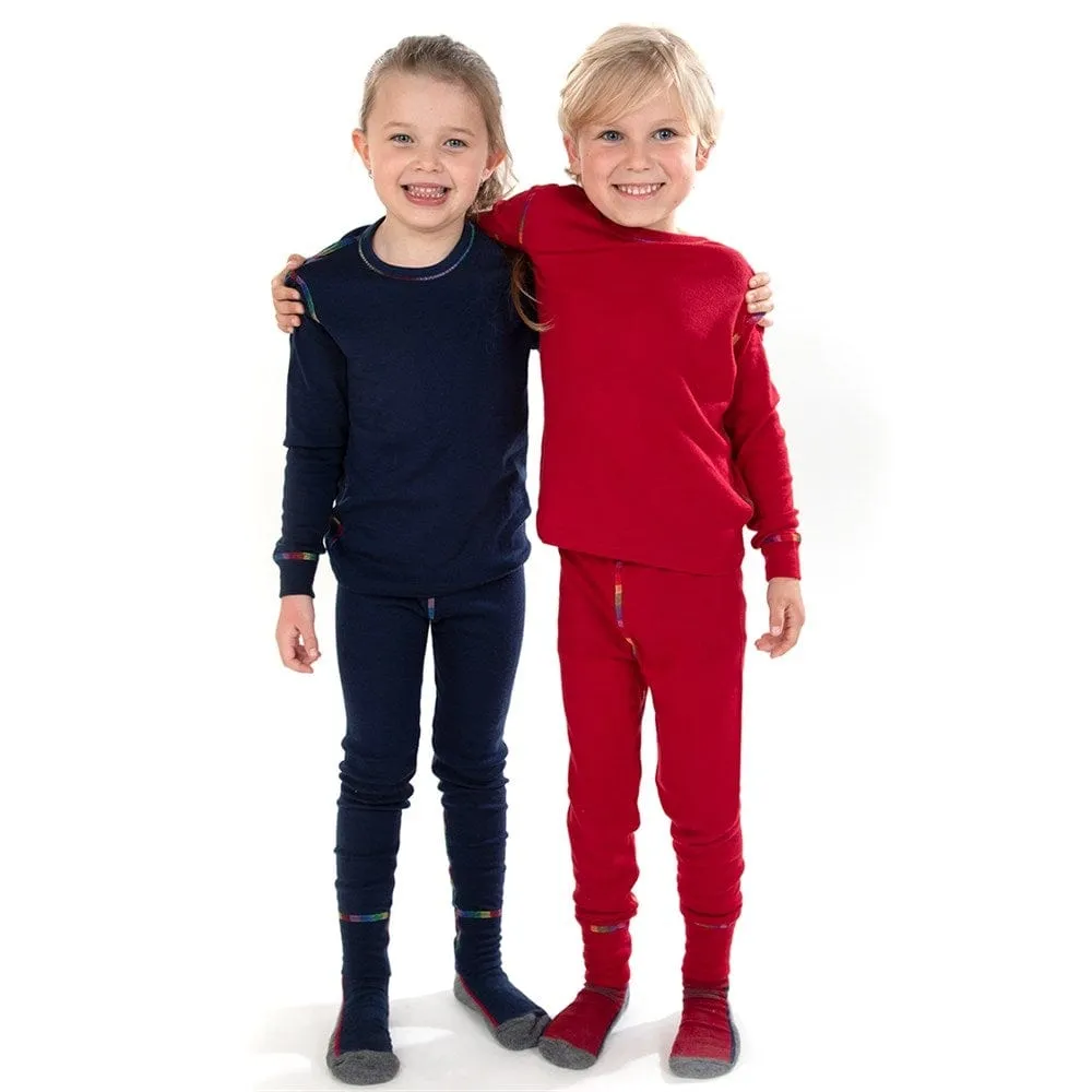 Merino Wool Long Johns: Rainbows Red