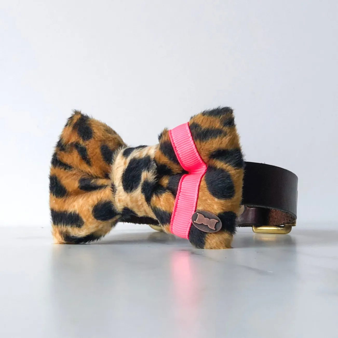 Neon Leopard Dog Bow Tie | Pink