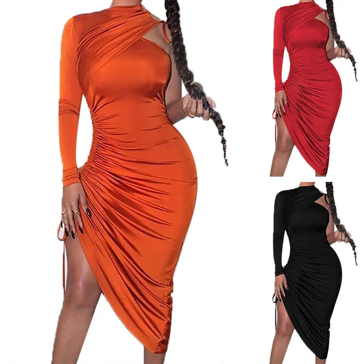 One Shoulder Strap Slim Fit Dress