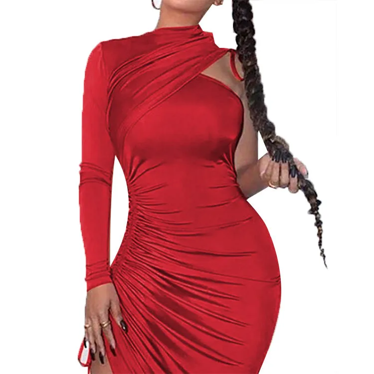 One Shoulder Strap Slim Fit Dress